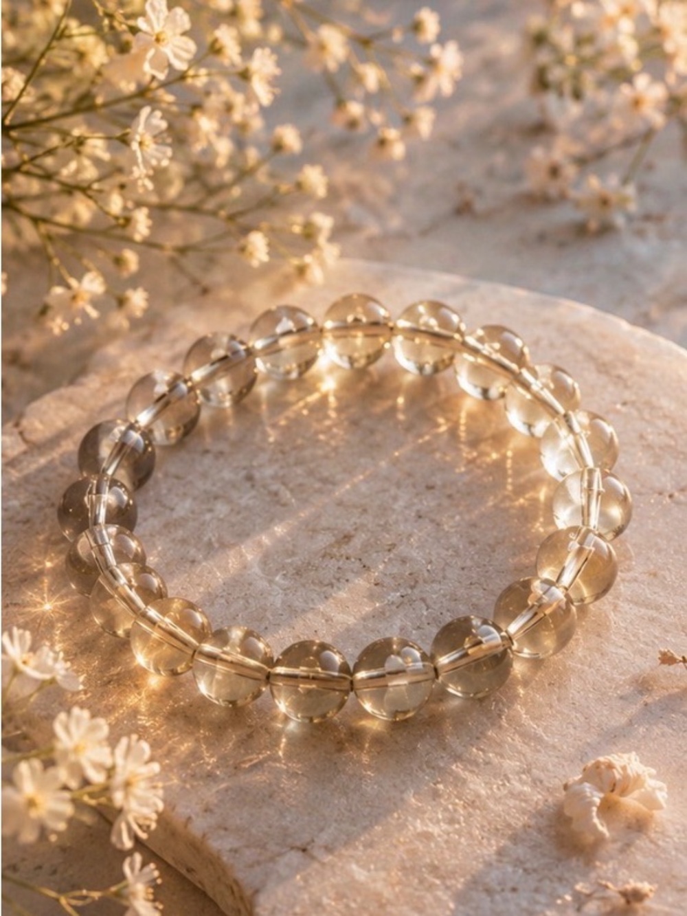 Clear Quartz Beaded Stone Bracelet Jewelry